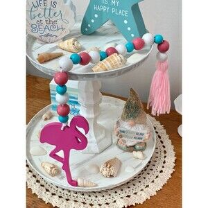 Flamingo Beaded Garland, Tier Tray Decor, Farmhouse Decor, Beach Decor, Flamingo